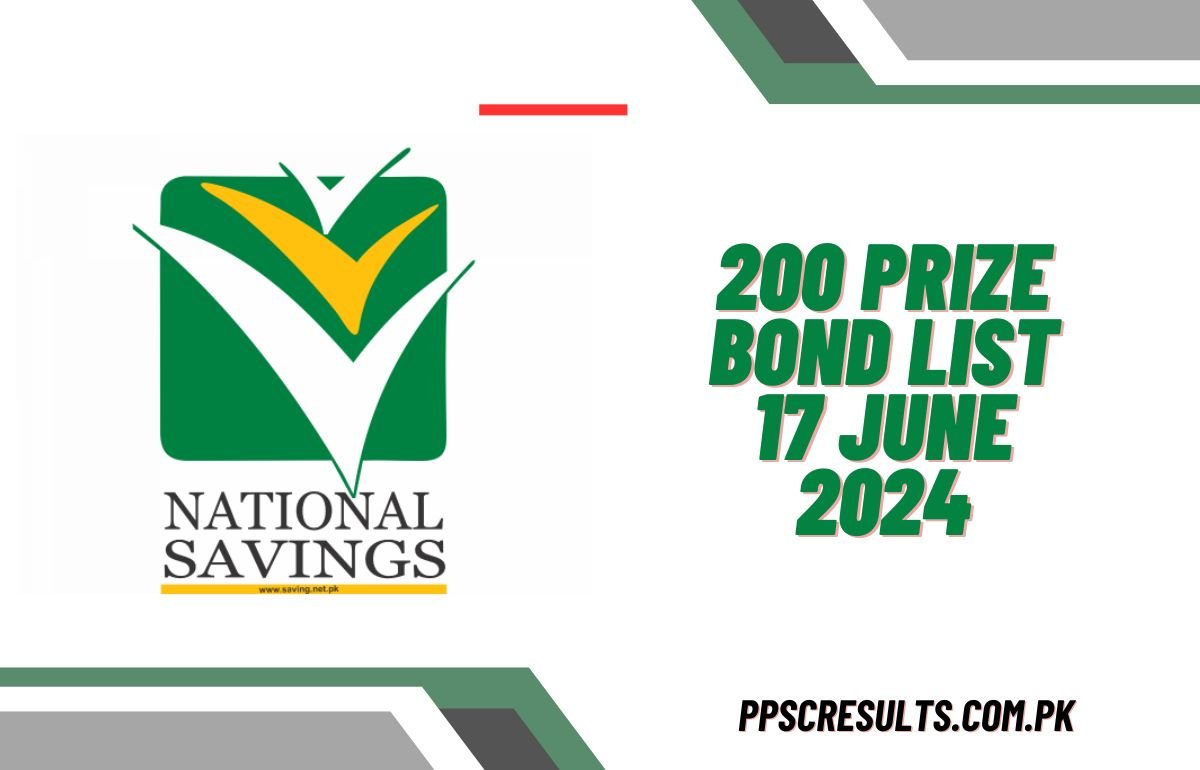 200 Prize Bond List 17 June 2024