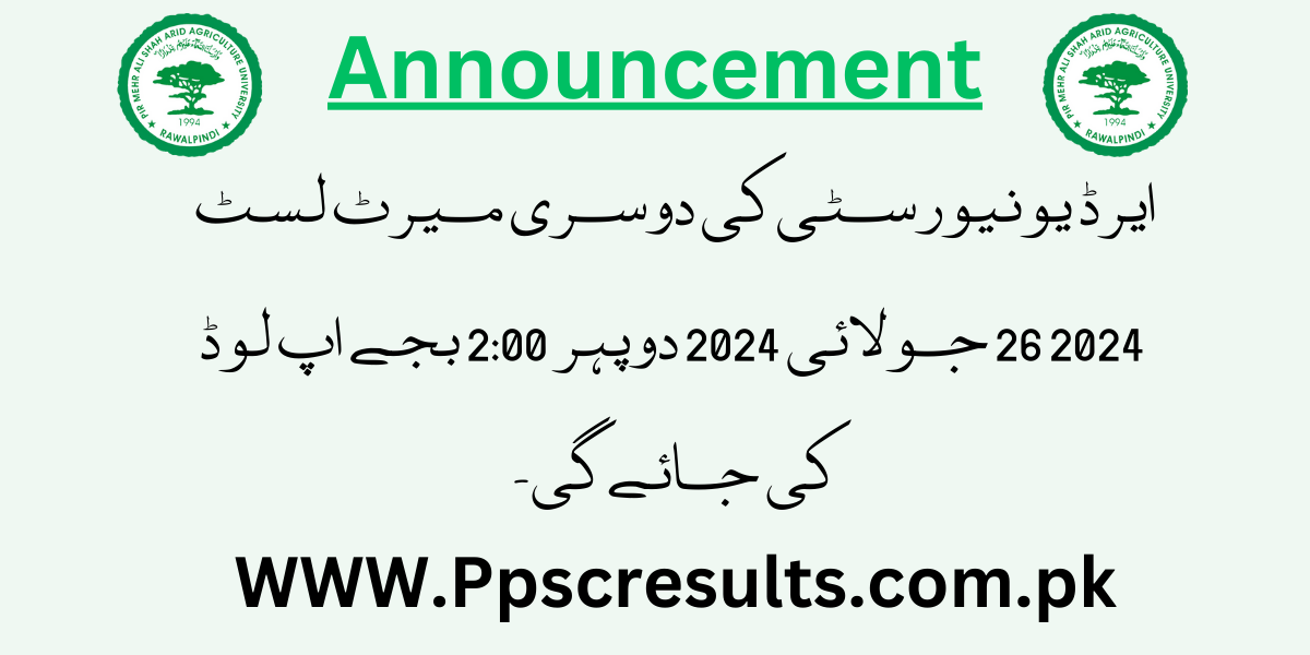 Arid University Merit List 2024