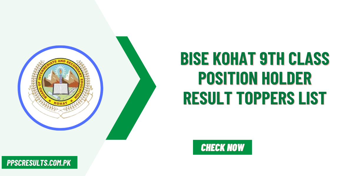 BISE Kohat 9th Class Position Holder Result Toppers List