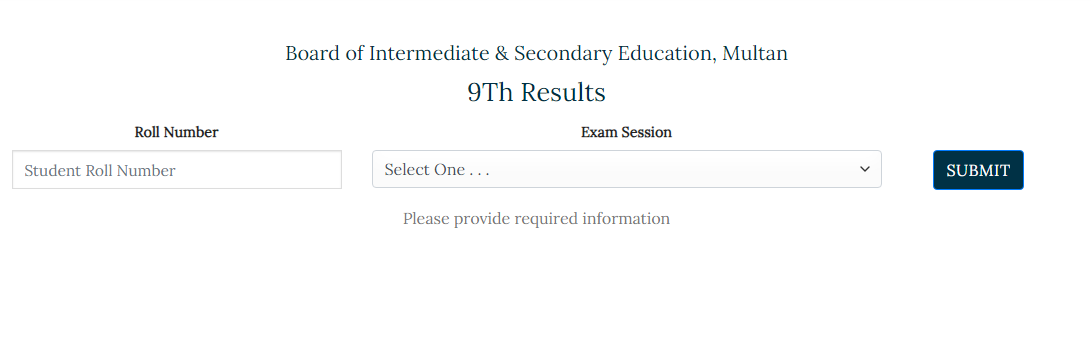 Multan Board 9th Class Result 2024